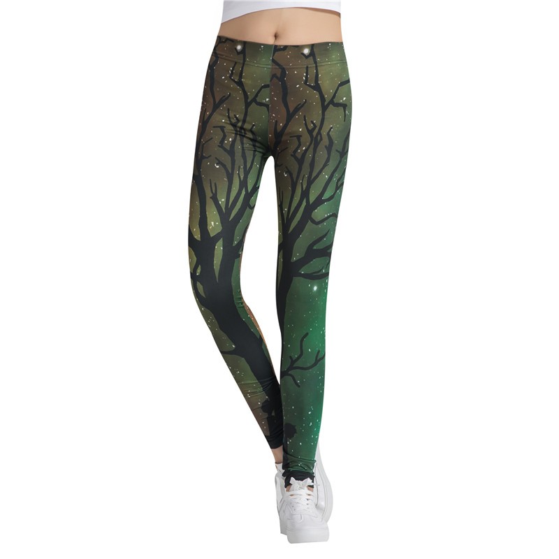 Women's Yoga Leggings Green tree print Yoga pants for women